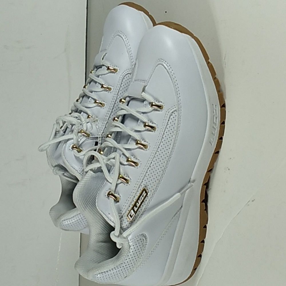 'New' Lugz White and Gold Men Size 9 Walking Sneakers.